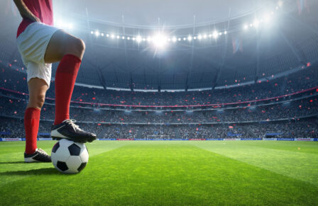 Football,Player,In,The,Stadium.,An,Imaginary,Stadium,Is,Modelled