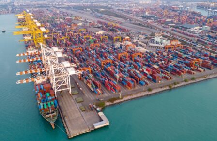 Shipyard,Industry,Shipping,Seafaring,Vessel,At,Sunries.,Cargo,Container,Depot
