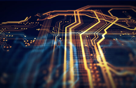 Technological,Background,Of,The,Orange,And,Blue,Technology,Image,Circuit
