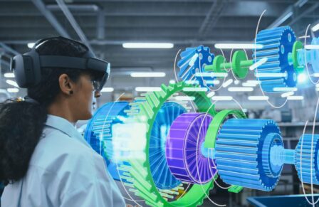 Female,Engineer,In,Vr,Headset,Designs,A,3d,Engine,Model