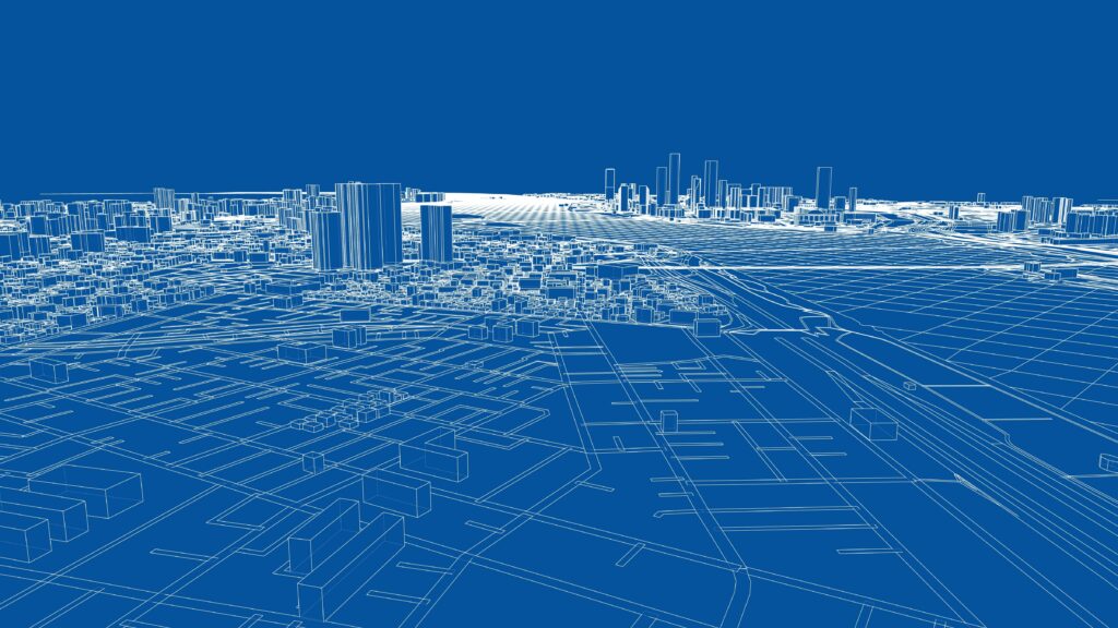 Outline,City,Concept,Vector.,Wire-frame,Style.,The,Layers,Of,Visible